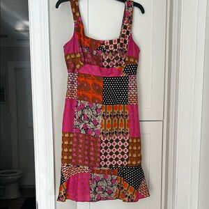Nanette Lepore Vibrant Patchwork Mini Dress - Pink, Orange, Black